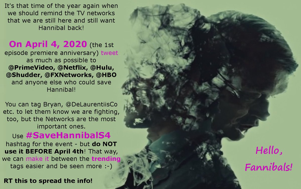 MihaTrochael's tweet photo. It's April 4th here and so I'm starting my #SaveHannibalS4 tweets! Let's join, #Fannibals, until the #Hanniversary day ends everywhere in the world! Let's make it trend 😊 https://t.co/5Z3tPudm7w
