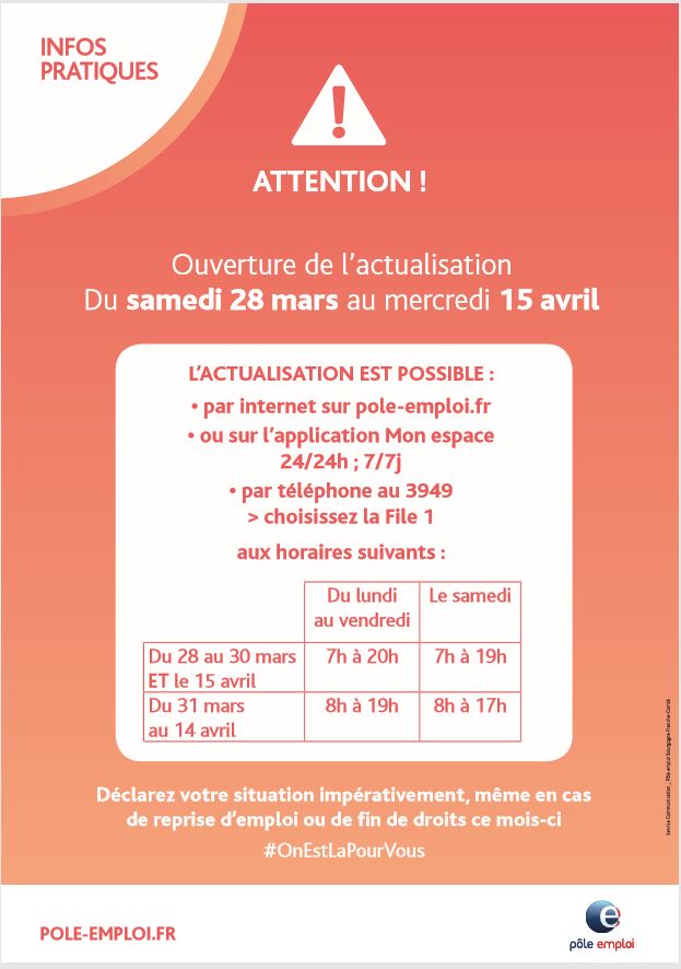 Des informations importantes pour l'actualisation. @poleemploi_bfc @pole_emploi #actualisation #restezchezvous #emploi #situation #poleemploi #capemploi #mobilisation