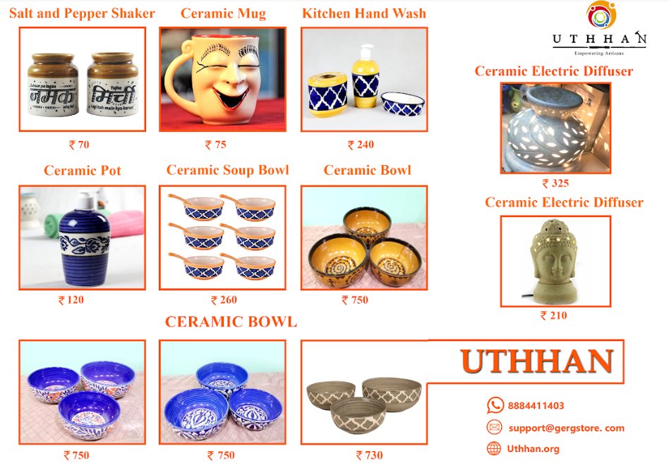 OrgUthhan's tweet photo. 𝐁𝐮𝐲 𝐇𝐚𝐧𝐝𝐦𝐚𝐝𝐞 𝐂𝐞𝐫𝐚𝐦𝐢𝐜 𝐊𝐢𝐭𝐜𝐡𝐞𝐧𝐰𝐚𝐫𝐞𝐬 𝐟𝐨𝐫 𝐲𝐨𝐮𝐫 𝐇𝐨𝐦𝐞 𝐟𝐫𝐨𝐦 @ 𝐑𝐬. 𝟕𝟎 𝐭𝐨 𝐑𝐬. 𝟕𝟓𝟎 /-

#uthhan #handmade #handicraft #ceramic #ceramicjar #ceramiccontainer #ceramiccup #ceramickitchenware #kitchenwares #kitchenutensils #artisan #craft https://t.co/PEQQ6NlzqU