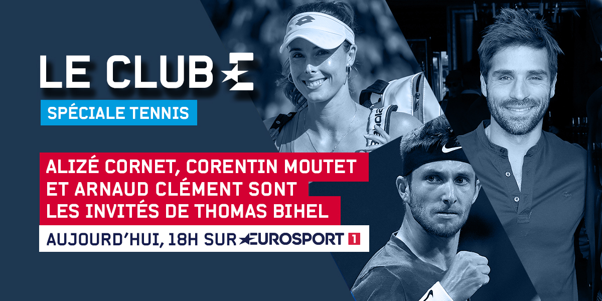 Eurosport France (@eurosport_fr) on Twitter photo Aujourd'hui, émission 100% tennis : <a href="/alizecornet/">Alize Cornet</a>, <a href="/moutet99/">Corentin Moutet</a> et <a href="/arnaudclement/">Arnaud Clement</a> sont les invités de <a href="/TomBihel/">Thomas Bihel</a> dans Le Club Eurosport à 18h sur Eurosport 1 et sur eurosportplayer.com ! #LeClubEurosport Aujourd'hui, émission 100% tennis : <a href="/alizecornet/">Alize Cornet</a>, <a href="/moutet99/">Corentin Moutet</a> et <a href="/arnaudclement/">Arnaud Clement</a> sont les invités de <a href="/TomBihel/">Thomas Bihel</a> dans Le Club Eurosport à 18h sur Eurosport 1 et sur eurosportplayer.com ! #LeClubEurosport