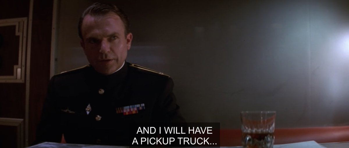 love Sam Neill's performance in The Hunt for Red October, especially the way he delivers his very pure Montana monologue