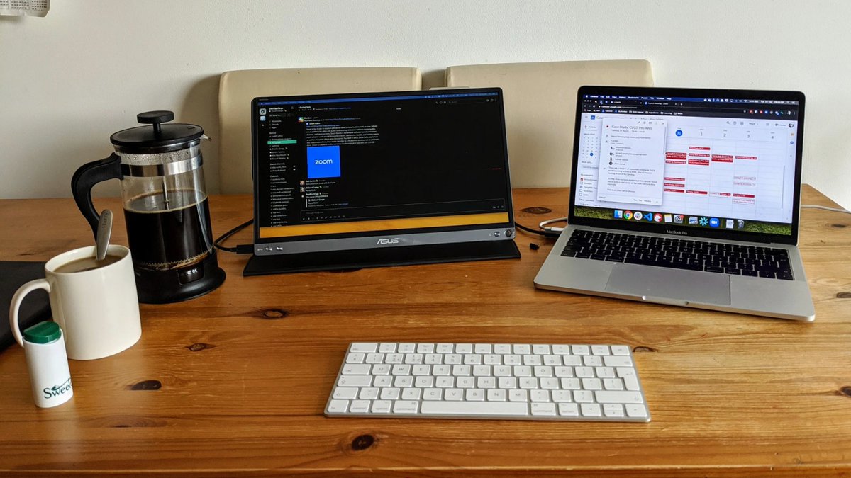 cdspacetilde's tweet photo. Putting my @ASUS Zenscreen to good use today; working downstairs to keep an eye on the boy. #coffee #remoteworking #workingfromhome #workingfromhomewithkids https://t.co/PBJuslDI5Q