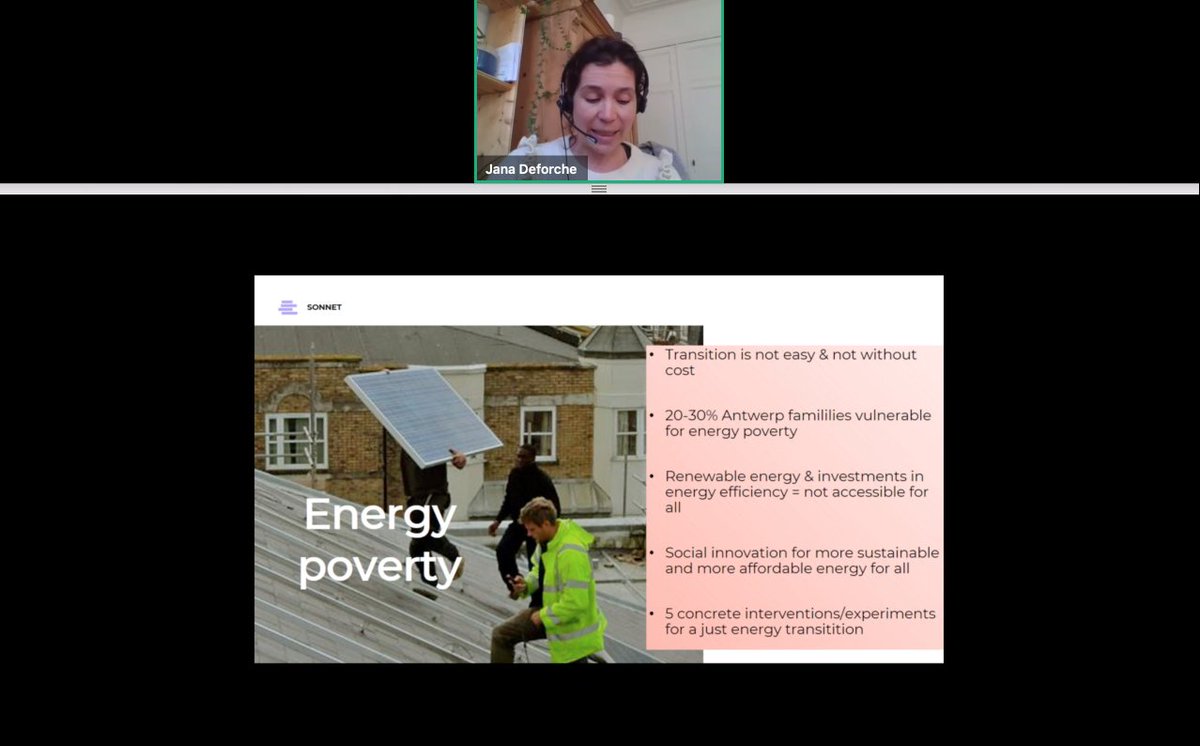 Jana Deforche <a href="/Stad_Antwerpen/">Stad Antwerpen</a> introducing how the city wants to address #energypoverty with the help of <a href="/SONNET_energy/">SONNET Energy Transitions</a> #JustTransition <a href="/StadsLab2050/">StadsLab2050</a> <a href="/drifteur/">DRIFT</a>