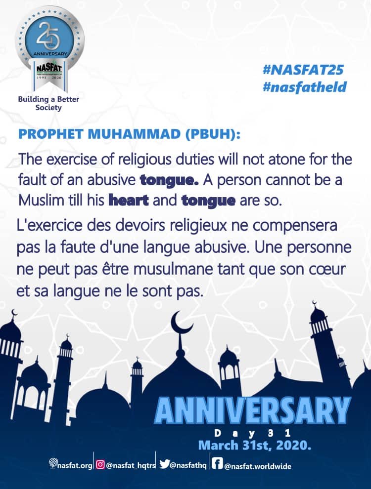 NasfatYouthhq's tweet photo. *NASFAT 25 Years Anniversary Day 31*
*Hadith of the Day*
#NASFAT25
#nasfatheld
Alhamdulilahi Robil Alamin https://t.co/wZLT6vc31j