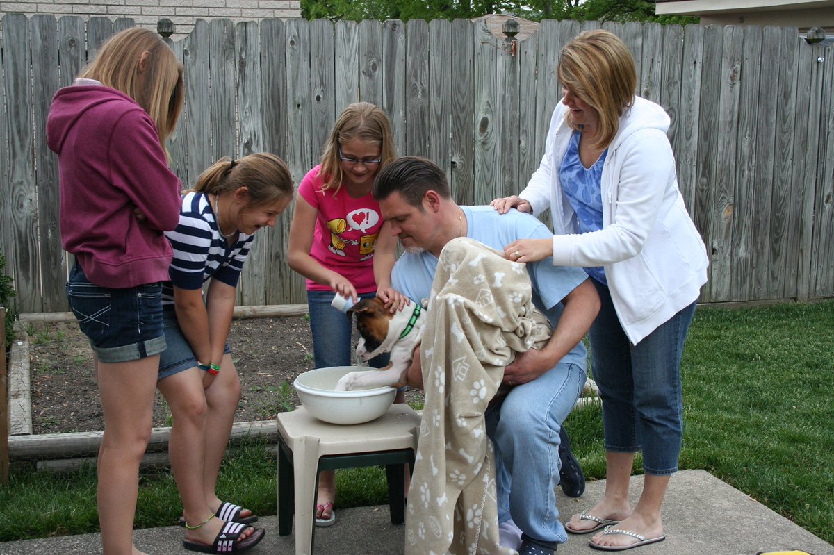 jessicadillon20's tweet photo. if you need some comedic relief during this stressful time, just know that when we got my dog, my little sis had a WHOLE baptism for him

I’m talking dog bone “holy water,” bread as hosts, an invitation for my grandparents to attend. this 10 yr old mastermind thought of it all https://t.co/UaLfSj9w3f