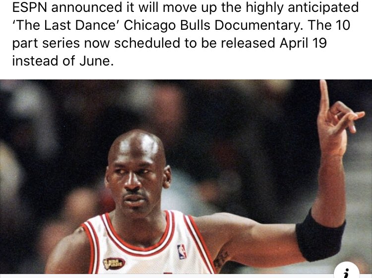 RedCarpetImages's tweet photo. Some good news to help us cope just a little with the suspended NBA season 

@espn @nba #lastdance #thelastdance #tv #documentary #chicagobulls #michaeljordan #series #dabulls #sports #entertainment #nba #espn #basketball https://t.co/YmlKK9KgDU