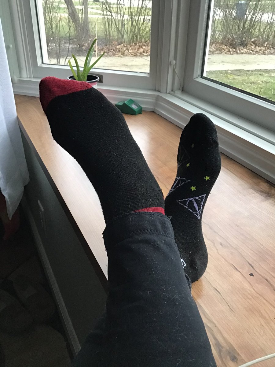 MidviewMSBand's tweet photo. Mismatched Harry Potter socks, very on brand for me! @MidviewLocalSchools #mismatchedsocksday #MidviewVirtualSpiritWeek https://t.co/rSyhJ5KCwk