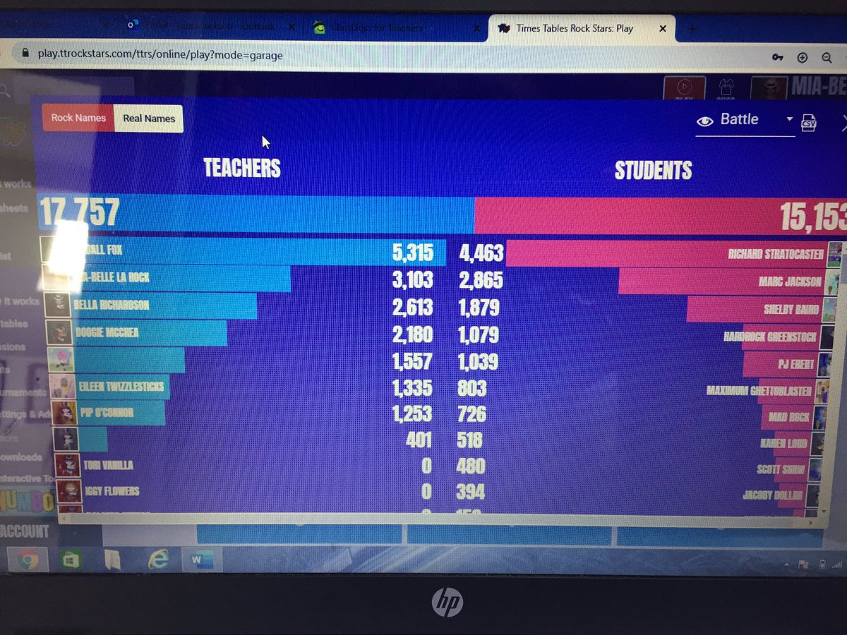 MissLJackson1's tweet photo. We have a right battle going on @SetonSchoolSta1 between teachers and children!!! @TTRockStars https://t.co/L9pa8ThVBA