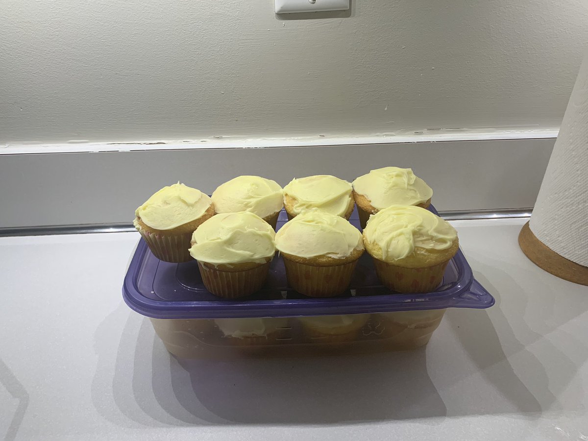 Daughter’s baking binge continues. This morning’s question: are cupcakes breakfast? They’re lemon, if that helps answer it.