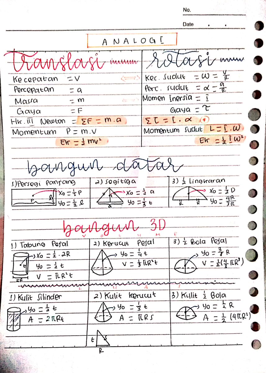 sha_logis's tweet photo. 🌈📖 Rangkuman Materi Fisika Kelas 11 📖🌈
.
.
.
^hope this is useful^
- a thread -
🌈📖 Torsi, Inersia, dan Kumpulan Rumus-Rumus 📖🌈 https://t.co/Fm87uSjGbu