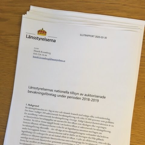 Kvennberg's tweet photo. Länsstyrelsernas slutrapport över den nationella tillsynen av bevakningsföretag under period 2018-2019 är nu färdigställd. https://t.co/LqFWbZTK6I