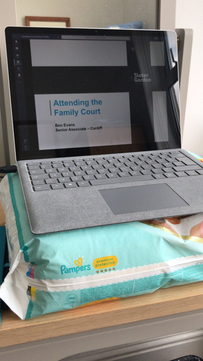 justanotherben's tweet photo. Having just presented some #familylaw training to our trainees and paralegals via Teams, I am reminded about the need to really find a more stable solution to propping up the height of my laptop! #workingfromhome https://t.co/Ql7MZQpsJz