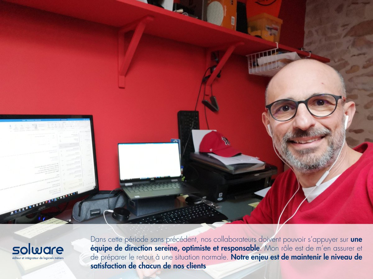 SolwareAuto's tweet photo. Gérald FERRARO, CEO du Groupe #Solware
📢La proximité n’a jamais été une affaire de distance
#stayhome #covid19 #solidaire #solware #teletravail #homeoffice #logicielgestion #Solwaregroup https://t.co/isnm0tIYPd