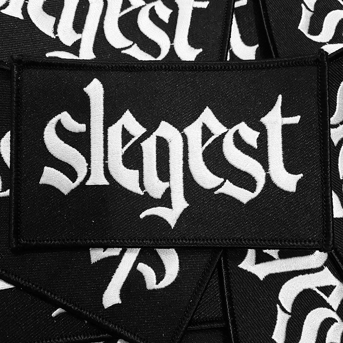 Slegest's tweet photo. Eeey! We finally got around to putting these new embroidered  patches up in our webshop! Only 5 € a piece! Get yours at https://t.co/n26D9uOgEd
#merch https://t.co/xLqzW8KFjJ