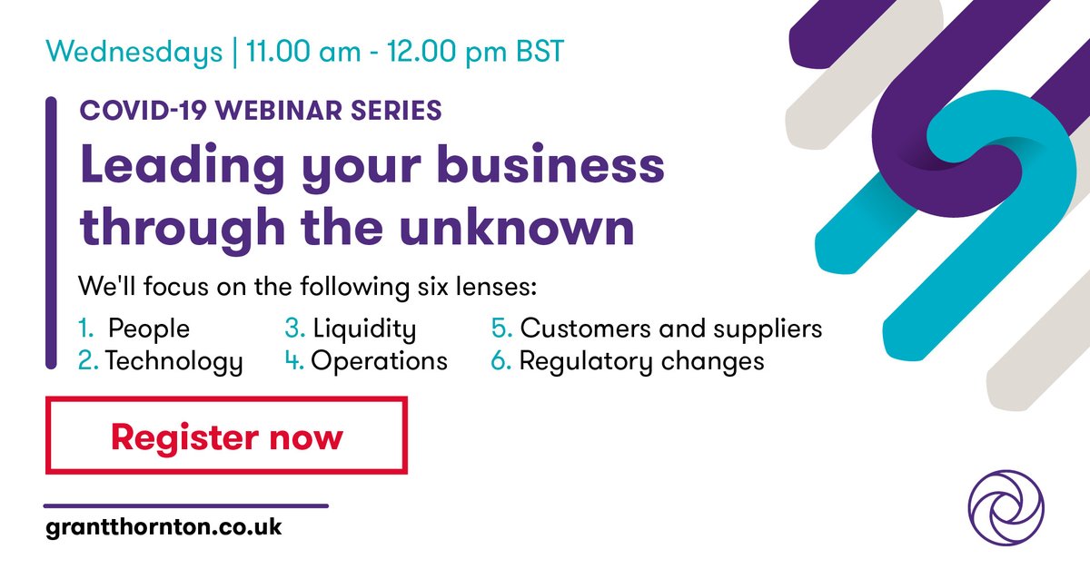 Join our #COVID19 weekly webinars, where we'll provide practical steps to support your thinking around potential business impacts, questions to consider and associated practical actions in order to protect reputation and preserve value: okt.to/5m3oRi