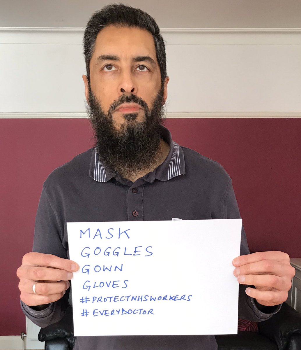 RedbridgeVaseem's tweet photo. WE NEED YOUR HELP. 

As the #COVID19 crisis escalates, many NHS workers do not have the minimum safe level of PPE 
-Masks
-Goggles
-Gowns
-Gloves 

recommended by @WHO 

Please show your support to 
#protectnhsworkers with your selfie holding a sign!

Tag in @EveryDoctorUK https://t.co/c9qnZ6fXRx