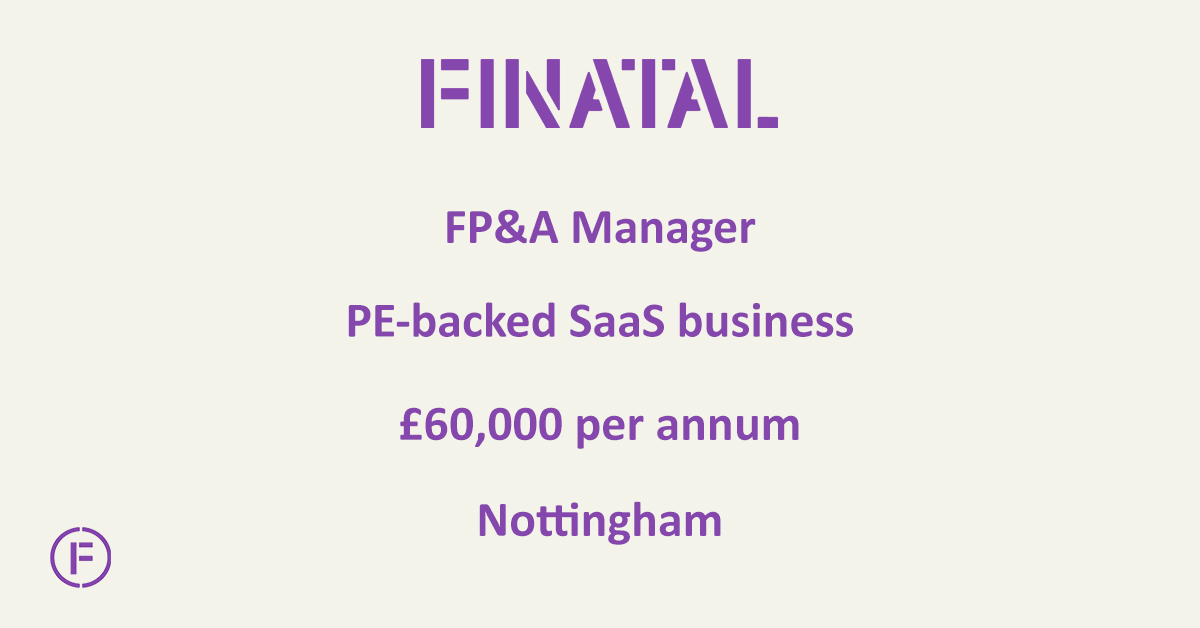 Finatal_'s tweet photo. FP&amp;A Manager, PE-backed SaaS business, £60,000 per annum, Nottingham. Visit https://t.co/N06Bjrvqnn to find out more or get in touch with Cameron Sondhi at cameron.sondhi@finatal.com to discuss this role further. 

#privateequity #financejobs #fpanda #saas https://t.co/uEp7veuYTJ