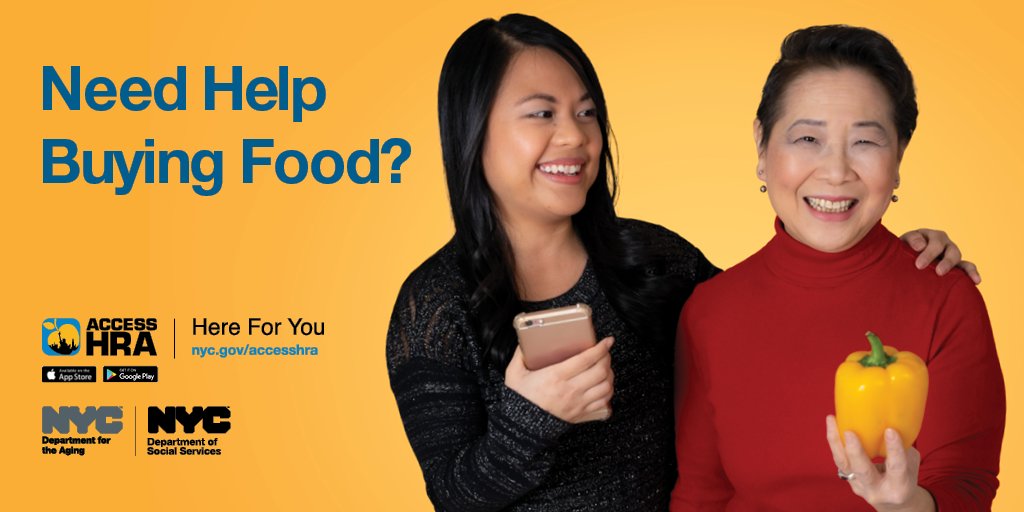 NYCDHS's tweet photo. Did you know with ACCESS HRA all you need is your phone to apply for SNAP or cash assistance? It’s easy! Apply today at https://t.co/Z4tGKYIda9 and #SkiptheTrip. #SeniorFoodInsecurity https://t.co/Kyot01MMuk