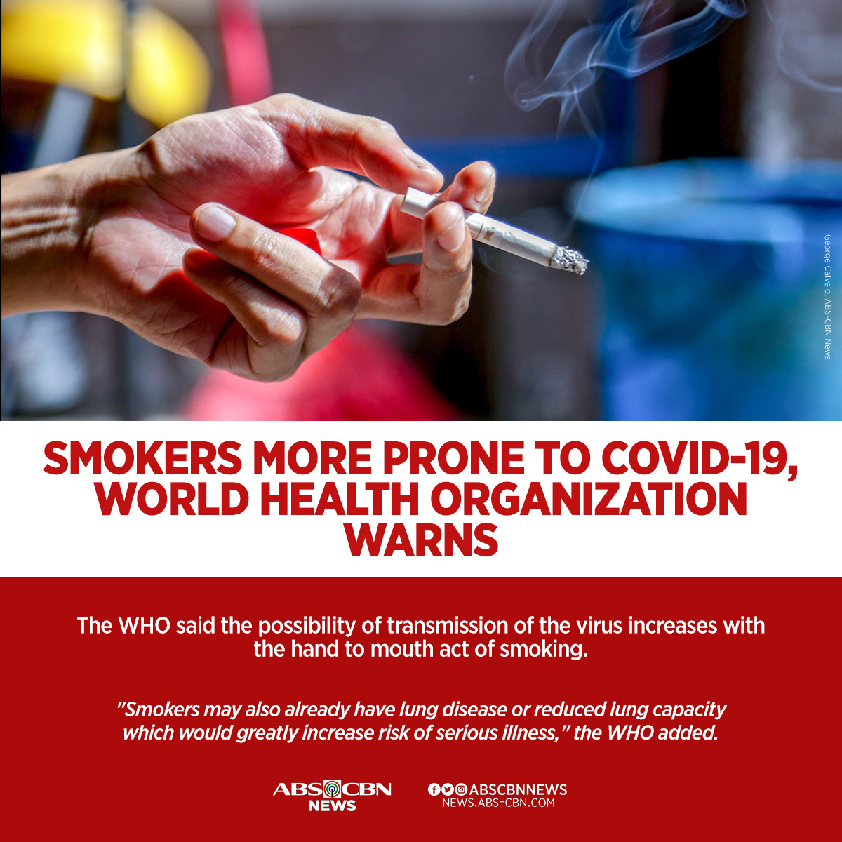 ABSCBNNews's tweet photo. Nagyoyosi ka ba? Kung oo, mas nanganganib kang mahawa ng #COVID19, ayon sa World Health Organization. https://t.co/gA4GVkFHuI https://t.co/0SoxmstdxT