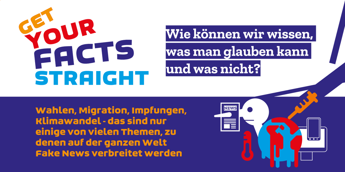 digitalechancen's tweet photo. Wie können wir wissen, was wir glauben können und was nicht?! Im Rahmen der European Media Literacy Week werden wir uns diese Woche dieser Frage und dem Thema #FakeNews widmen! #GetYourFactsStraight #EUMediaLiteracyWeek #medialiteracy #digitalinclusion @AllDigitalEU https://t.co/RxtZuxCgwN