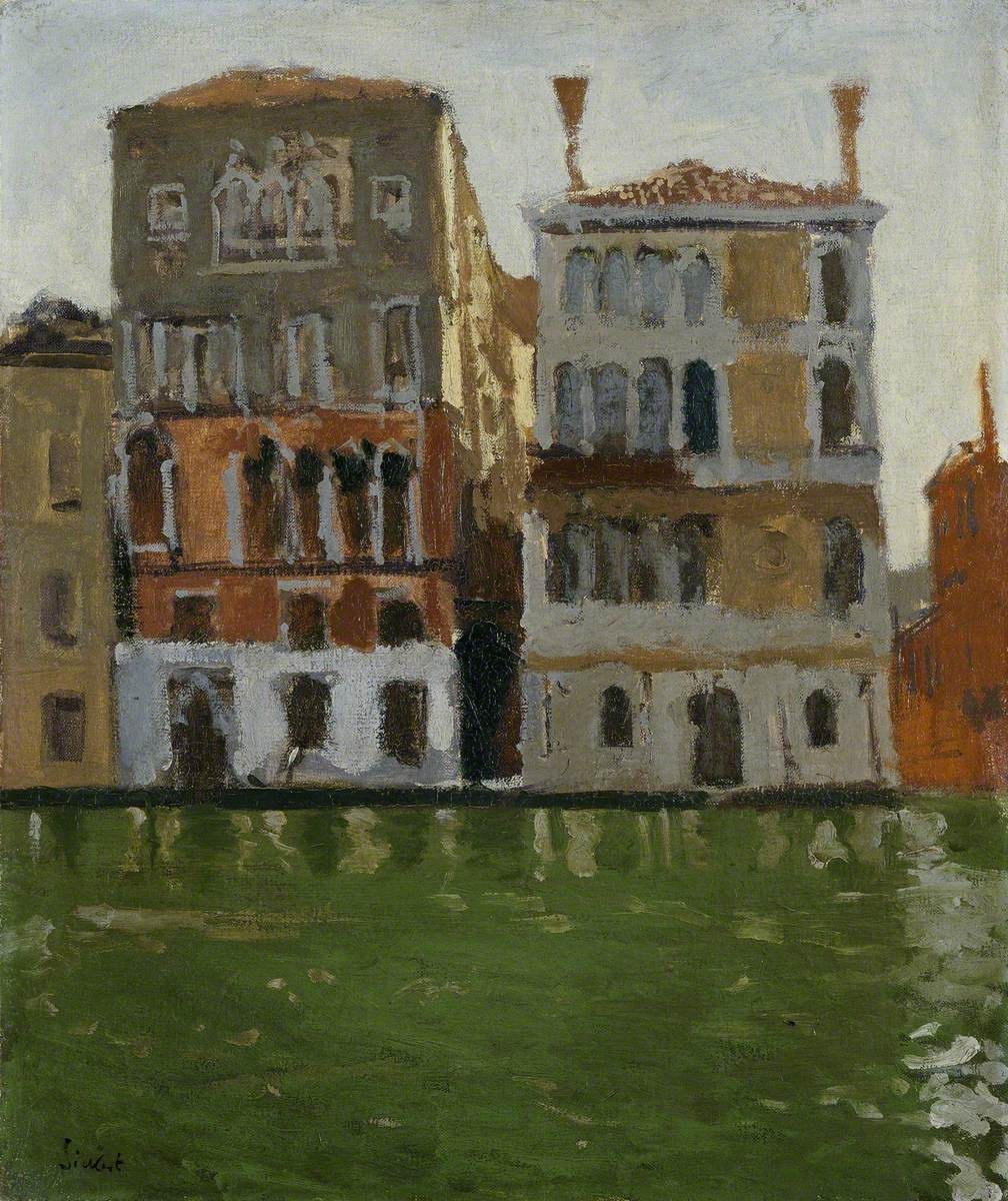 Walter Sickert made a number of visits to Venice around the turn of the century. This 1901 painting depicts the Palazzo Barbaro-Wolkoff and Palazzo Dario but takes its name from the former's most famous resident, the actress Eleonora Duse.  http://bit.ly/CdfSickert 