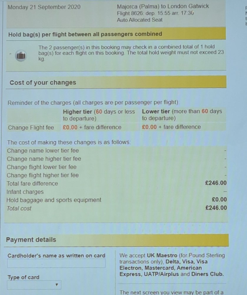 NeilHay1's tweet photo. @easyJet why am I being asked to pay to change my flights? My email says there will be no charge for flight changes until February 2021. https://t.co/LYt9VuZsel