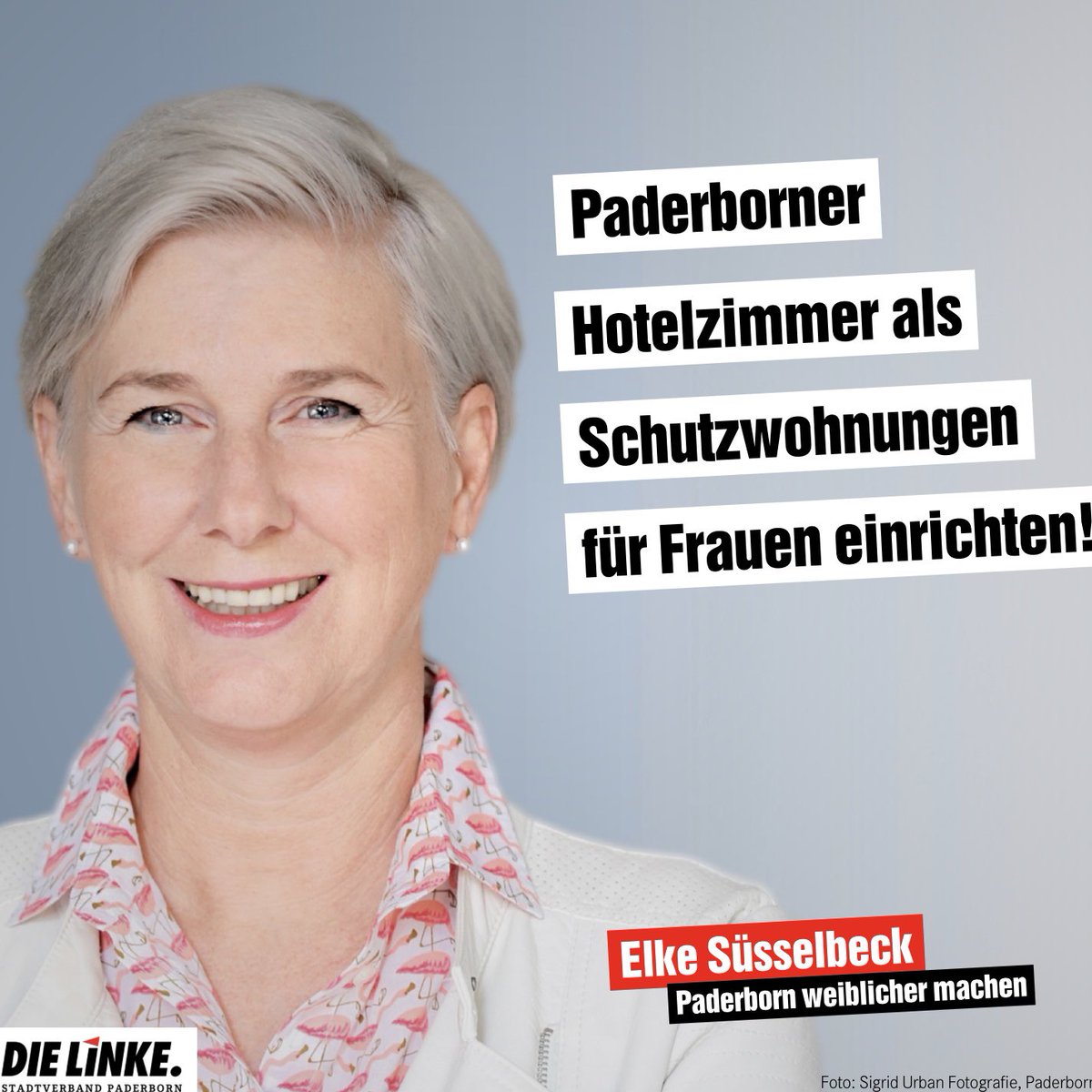 DieLinkePB's tweet photo. „Die Corona-Krise trifft nicht alle gleich! Frauen haben besondere Probleme. Wir brauchen dringend städtische Schutzwohnungen in Paderborn, um Frauen in Krisensituationen aufzufangen, zum Beispiel in den geschlossenen Hotels.“ #bürgermeisterkandidatin https://t.co/o1LTO5Q3UC