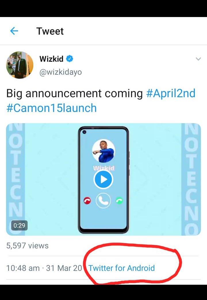 HeavyJay16's tweet photo. @wizkidayo No wonder @wizkidayo has been USING '' @Twitter App'' in * @GooglePlay STORE * for @Android Mobile to *Tweet* LATELY.
Welcome to @TECNOMobileNG @TNTecno #Camon15Launch🤳.
i sight you @DJ_TUNEZ🙏.
Welcome to the CLUB Bro👍👍👍.
#Stay_PROTECTED😷⛑️🛡️🧻🧽🧼🧴🤲🚿🧤🎭. https://t.co/BrPGmfOG9J