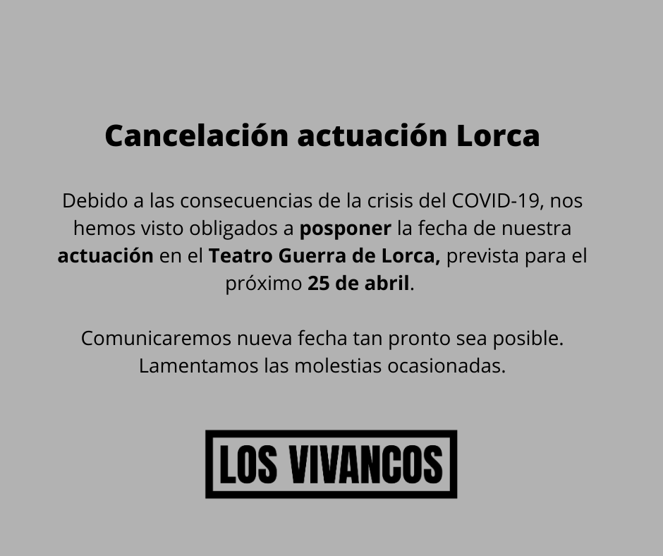 ‼️ Últimas Noticias ‼️

Os deseamos salud para tod@s. Pronto, volveremos a vernos en los escenarios.

#LosVivancos #Covid19