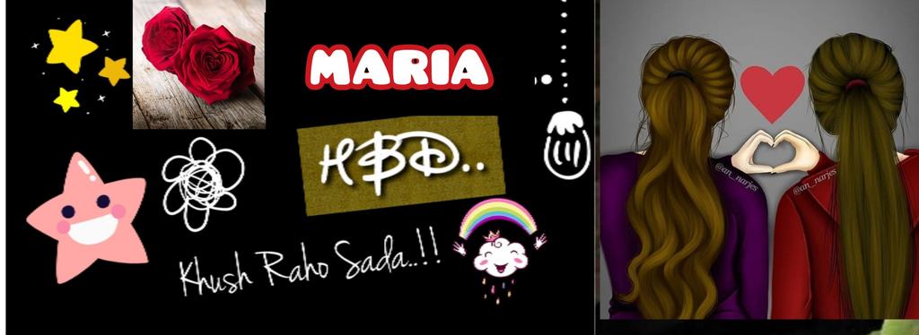 MahiJutt_'s tweet photo. Happy birthday____ 🎂🎈🎉
Wishing you a birthday full of joy and happiness____♥👭🎁
#HBD_Maria🎈
#Header_Update🌹
#Name_update😍
@its_khawabo 😘 https://t.co/jR20QWPJYt