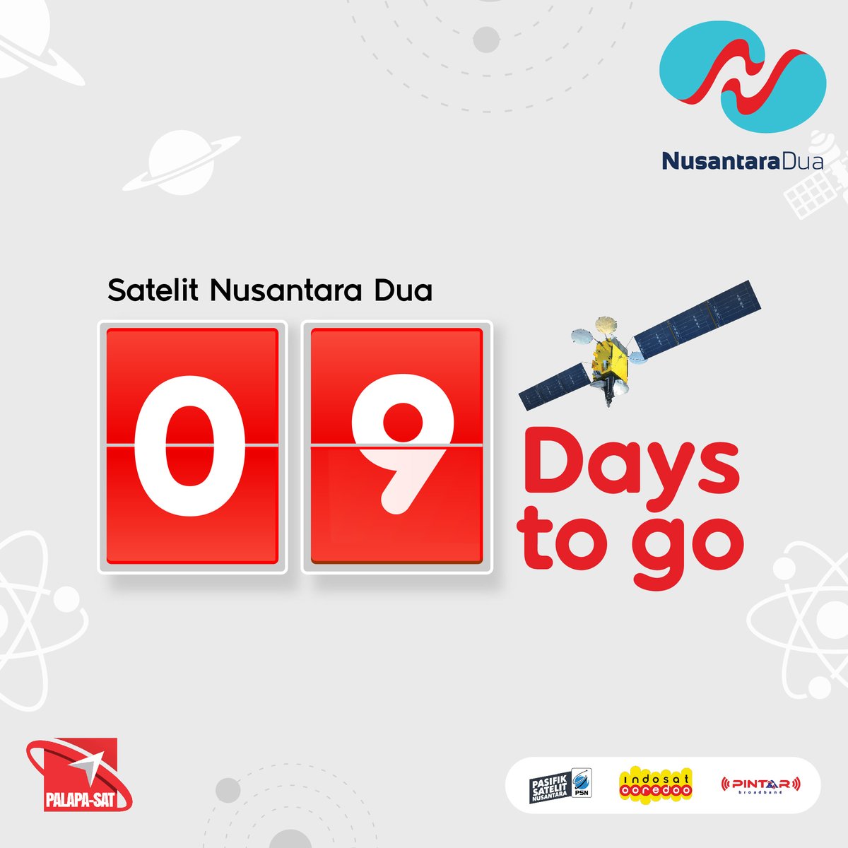 IndosatBusiness's tweet photo. Tidak terasa 9 hari lagi menjelang peluncuran satelit Nusantara Dua!
#IndosatOoredooBusiness #CreatingValues #SatelitIndosat #SatelitNusantaraDua https://t.co/yc8i2Y9Ubi