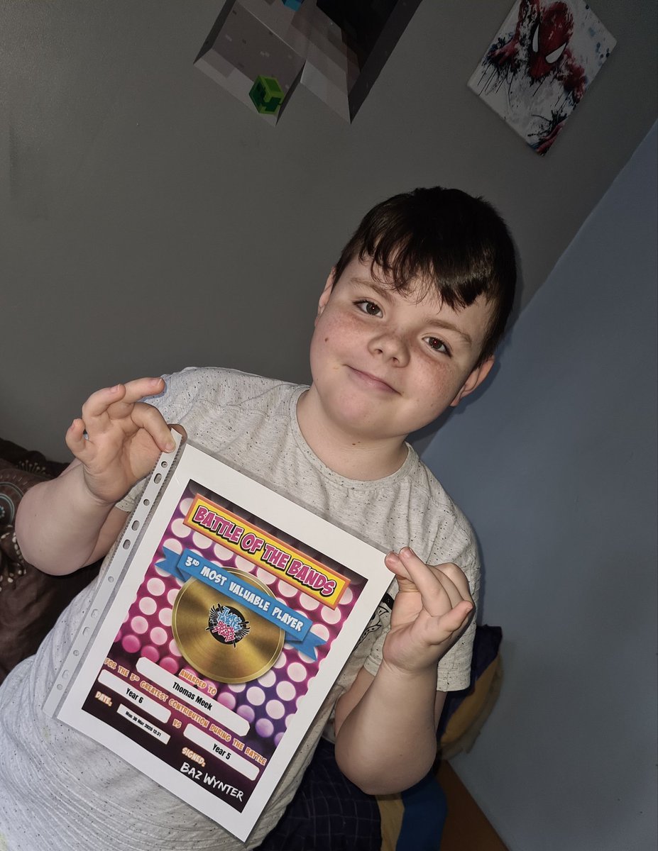 Andreameek2's tweet photo. Receiving this certificate has certainly put a smile 🙂 on Thomas' face this morning!! 

He says he's going for top spot now!! 👍

Thanks @StBedeSacriston  

#3rdplace #timestablesrockstars https://t.co/ViZvrrLf8l