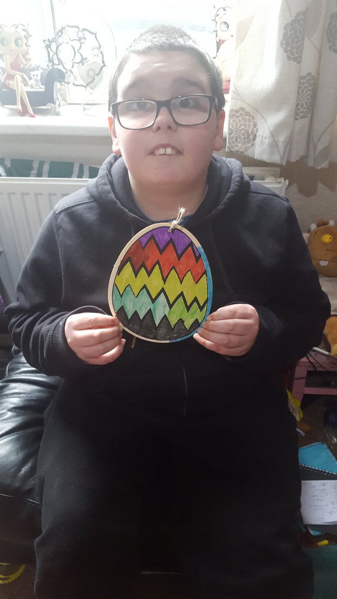 CrosshillSchool's tweet photo. One of our KS3 SF students has been busy creating a #rainbow message of #hope and has designed his #Easter #egg. #gettingreadyforEaster #COVID19 #StayAtHome #colours https://t.co/WEF5lgb6XQ