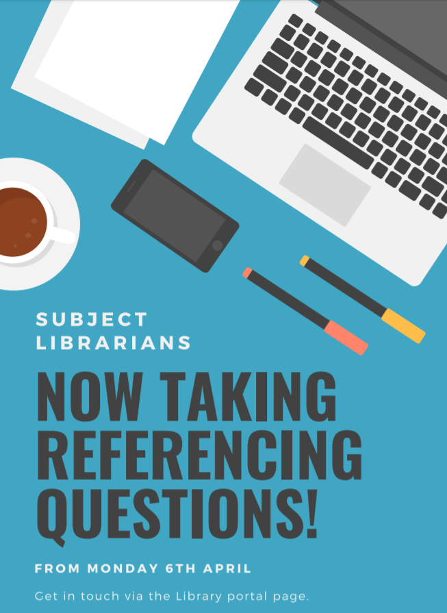 From Monday 6th April onwards your Subject Librarians will be looking after all referencing queries! Please book appointments the usual way via the Portal. The CASE team remain available for support but for academic writing only. ✏️📰