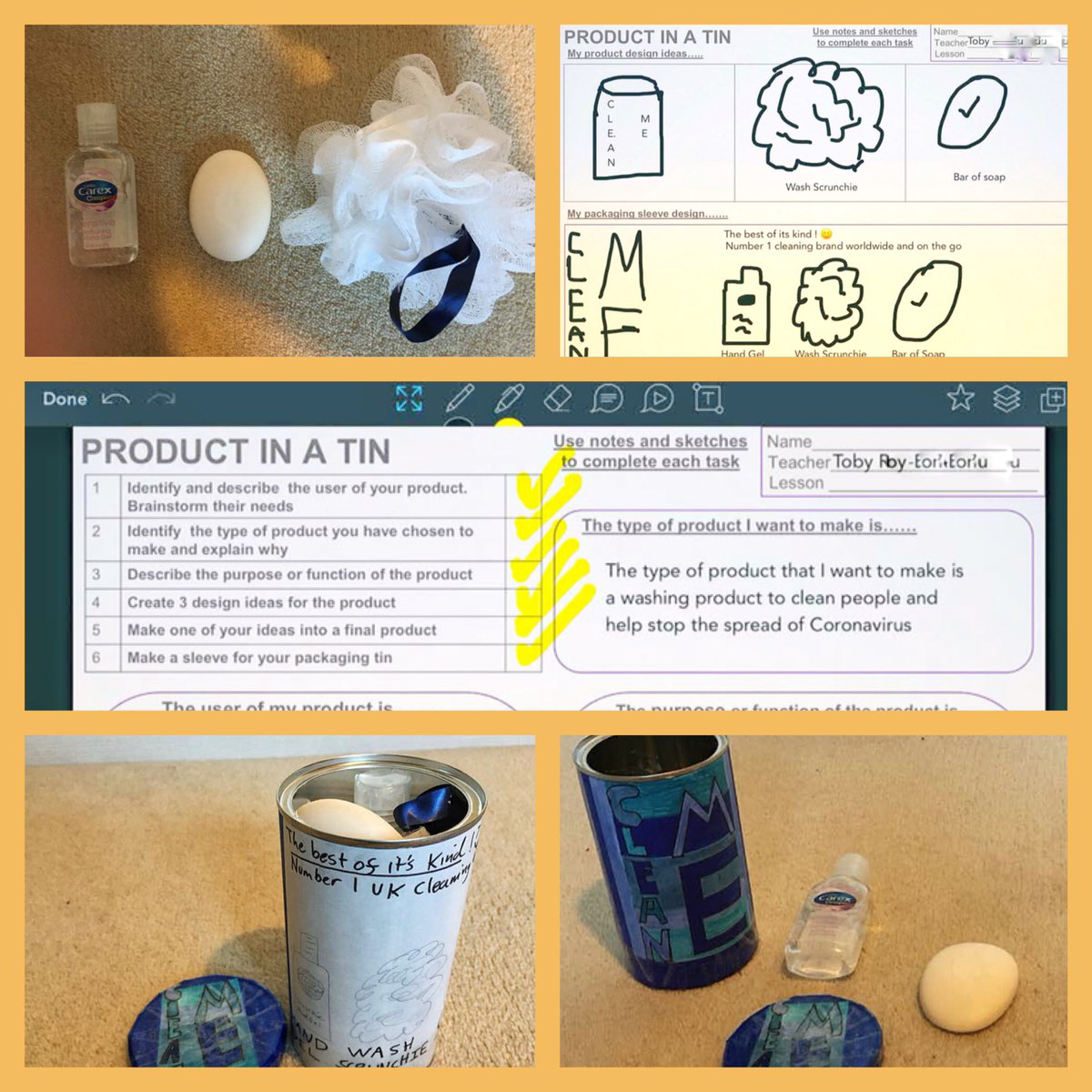 thebrooksbank's tweet photo. Top marks for Technology! Year 7 students have been designing ✋sanitising kits in a tin. Here’s Toby’s #winner ! 😀 👏 #technology @thebrooksbank Some excellent work going on with @Showbie remote learning 👏👏👏👏 #keepitupguys #handwashing #recycling #spiritofbbs https://t.co/tPI3hPBnqQ