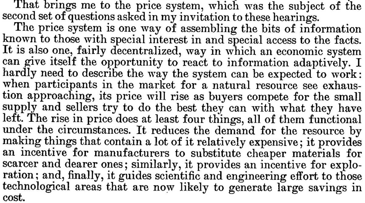 The fourfold marvel of the price system, according to Robert Solow, 1973.
