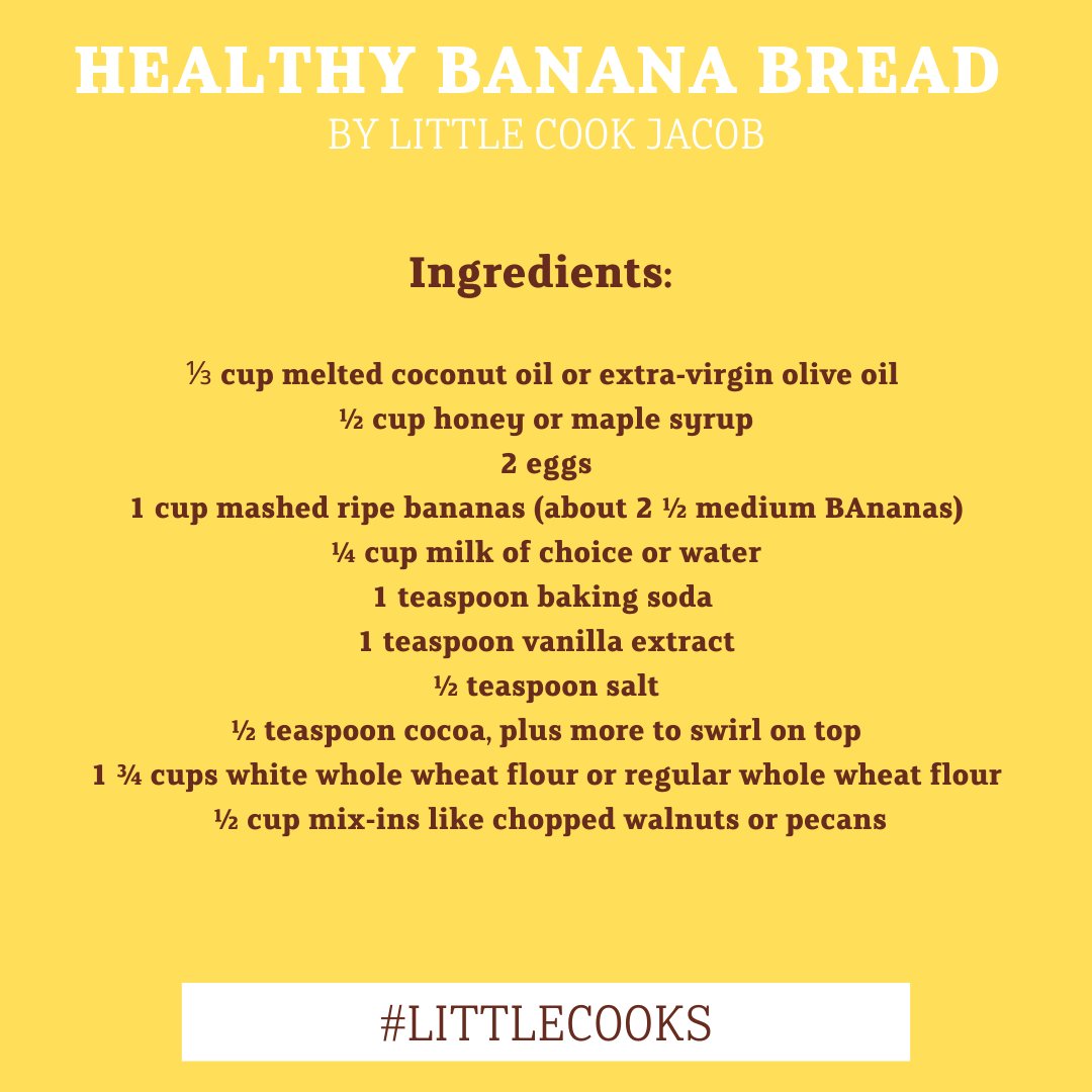 bonappmalahide's tweet photo. Let's get cooking! Easy peasy recipe to keep the kids occupied at home ๐ First up is Jacob with his Healthy Banana Bread. Enjoy, it's DELICIOUS!
Can't wait to see everyone's creations #LittleCooks.
#StayAtHome https://t.co/PA8QCWJGlS
