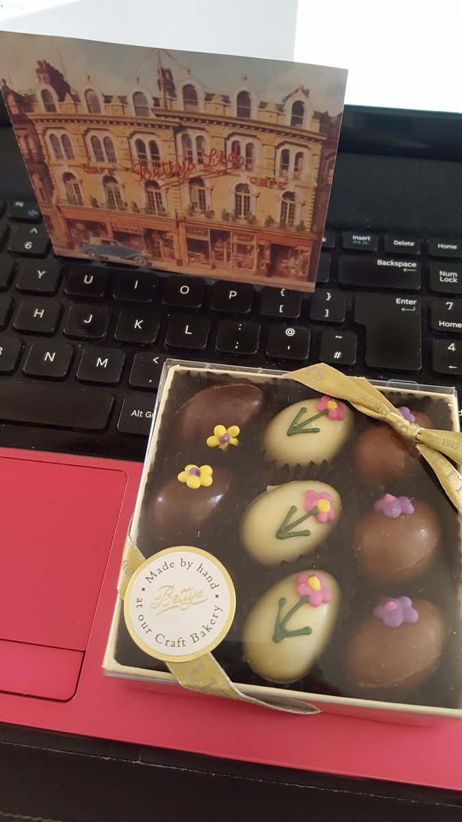 penoiserie's tweet photo. When your mum in Australia sends you @Bettys Easter eggs while half the world works from home. https://t.co/xoBFWrkCy5