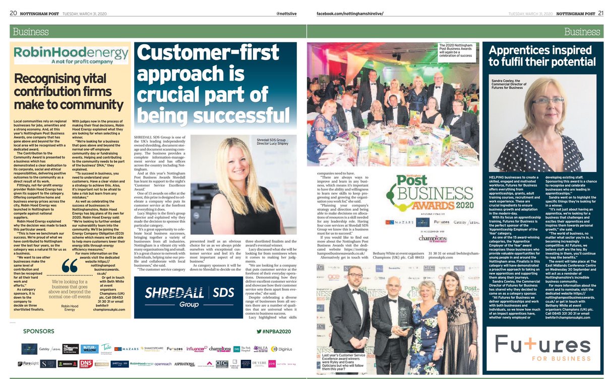 This week coverage, featured interviews from @RobinHoodEnergy, <a href="/ShredallSDS/">ShredallSDS</a> and @Futures_for_Biz!
 Check it out on our website nottinghampostbusinessawards.com #NPBA