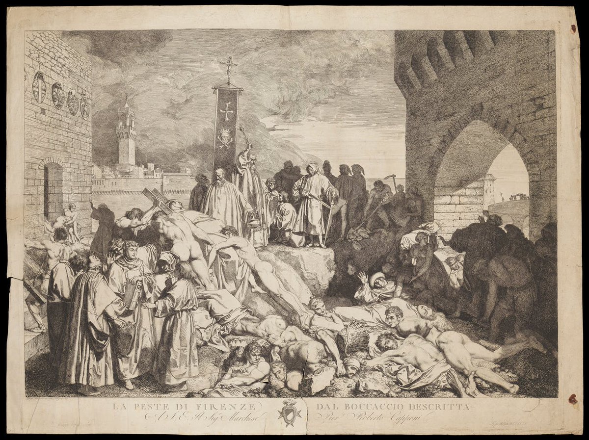The first major plague outbreak in Europe was in the 14th century. It peaked between 1347 and 1351 but some places, like Florence, did not fully recover their pre-1300 population levels until the 19th century. In early 1665 a new outbreak hit St Giles, near today's Covent Garden.