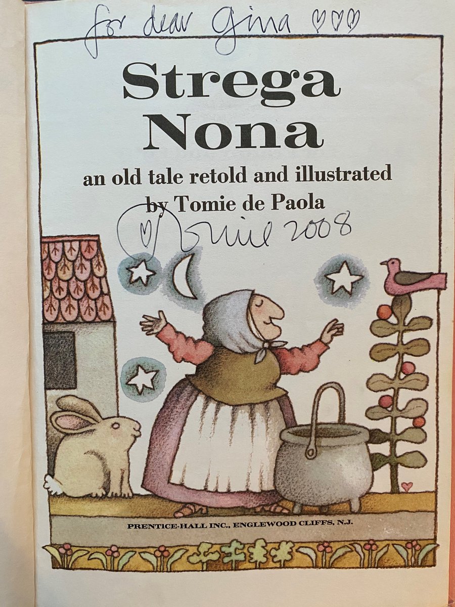 And yes, Gina did eventually get her childhood copy of Strega Nona signed.