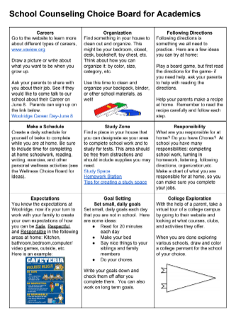 oneccps's tweet image. Are you looking for wellness or academic activities to do with your child? Here is a choice board that our School Counseling department made to help you out! #oneCCPS #CCPSstrong
