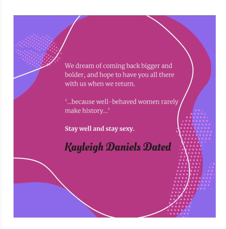 KayleighDDated's tweet photo. (3/3)
We dream of coming back bigger and bolder and hope to have you all there with us when we return https://t.co/AeEbifybjY