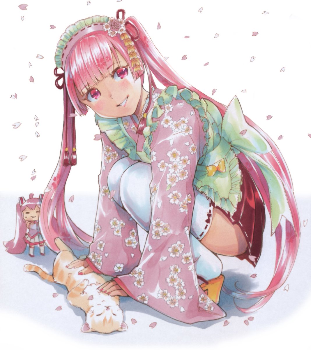 桜ミク 「和桜ミクさん¶(⁄•˅̮•∖?)⁋ 」|MayoRiyo まよりよのイラスト