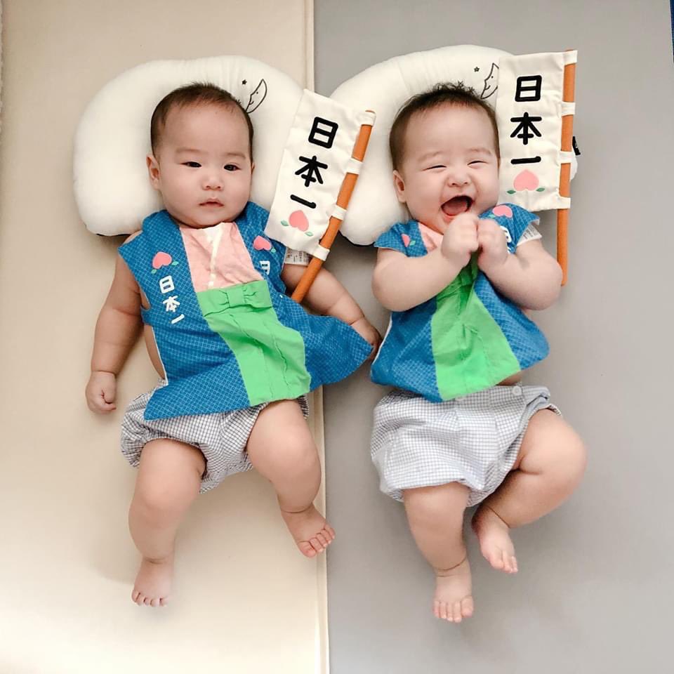Beamkawee's tweet photo. โมโมทาโร่ มาปราบยักษ์���รับ 🍑🍑 #beamoiltwinbabies https://t.co/r7ZHJ2m6B0