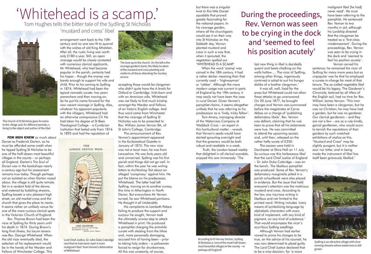 5. So I ended up driving to Sydling St Nicholas, ironically a watercress growing centre, to shoot pictures of where it all happened. Here's how the piece was illustrated... and not a cress or mustard plant in sight. For more Dorset stories, visit dorsetlife.co.uk/on-screen/