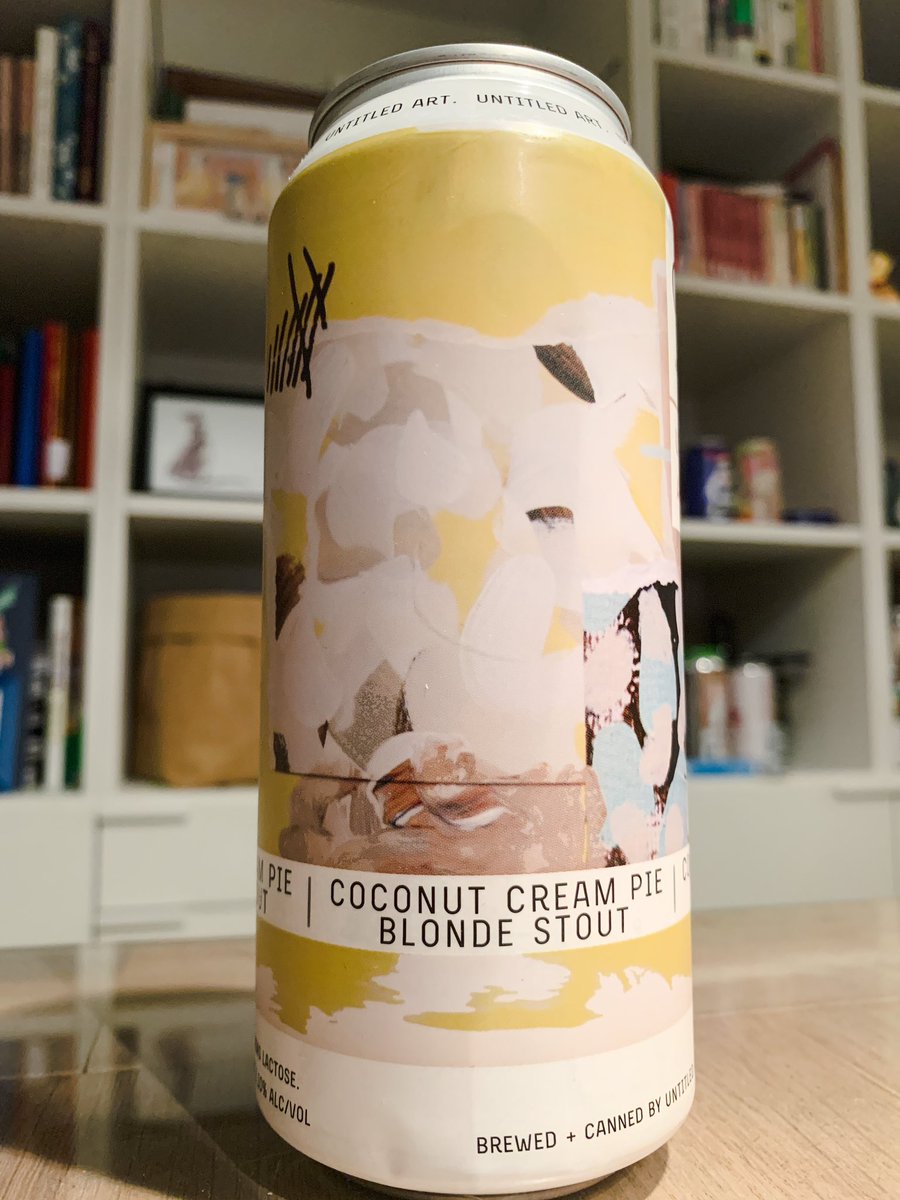 beer_telling's tweet image. #UntitledArt と #CrookedStave のコラボ Coconut Cream Pie Blonde Stout。これまたUntitled Artらしいアーティスティックなラベル。
ブロンドスタウトとかトリッキーなスタイルでいきつつ、味もココナッツクリームパイとか捻ってきた。名前の通り甘くてクリーミー、結構重めの一杯。
#クラフトビール