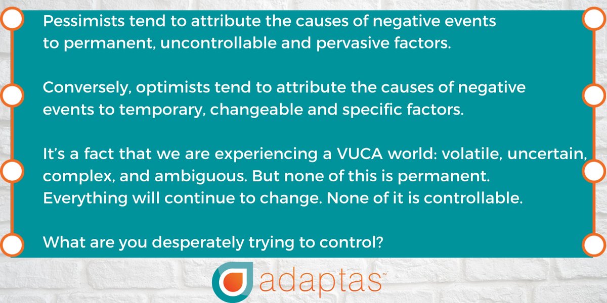 adaptastraining's tweet photo. What are you desperately trying to control?
#Control #Optimists #Pessimists #VUCA #Change #CopingWithCovid #CopingTogether #AdaptasTraining #OurLearningBrain https://t.co/bHIiFTFhtK