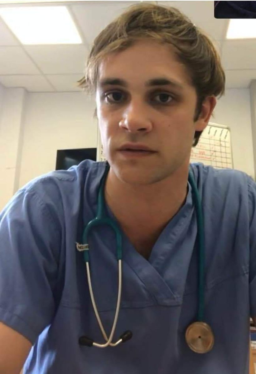 This is my much loved nephew. He's a doctor. 
He's working on a *respiratory* ward.
The Dark circles under his eyes are new to me. 
This is the only mask available to him at the moment.
I'm beyond shocked.