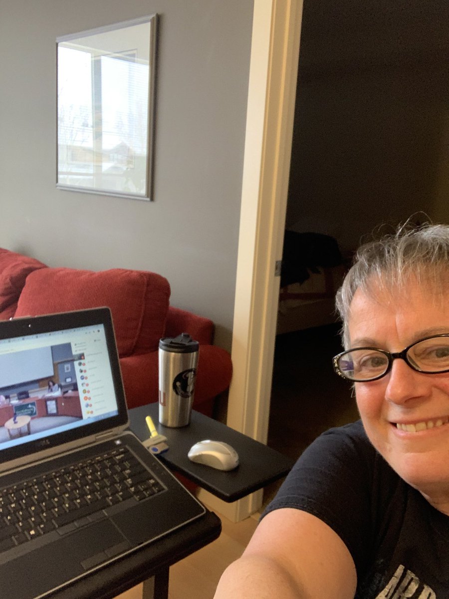 cavelld's tweet image. Staff meeting at home. #ABLearningAtHome @FMPSD @FrankSpraginsHS
